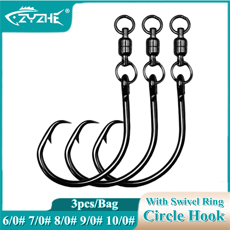 Fishing Hook Offset - ZYZHE 3/6/9 piezas Anzuelos Circulares con