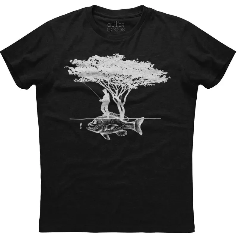 Camiseta de algodón negra para - Fishing Hook reseña y precio